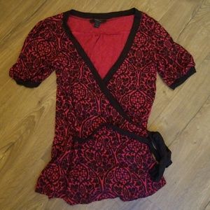 Express floral print tie side blouse Xs